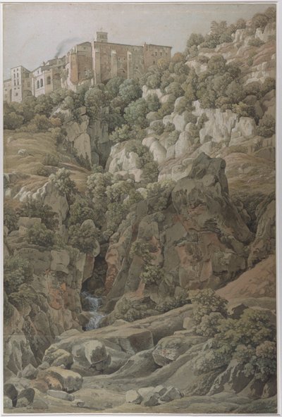 Benediktinerklosteret Santa Scholastica nær Subiaco i Sabinebjergene, 1797. af Johann Christian Reinhart
