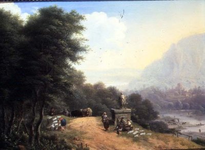 Landskab med vaskekoner af Johann Christian Vollerdt or Vollaert