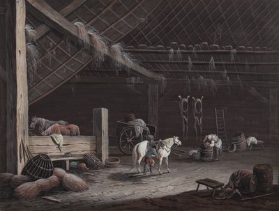 Den hvide hest: ladeinteriør af Johann Christoph Dietzsch