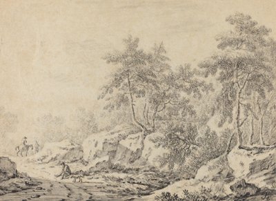 Rejsende i en Rocky Wood af Johann Christoph Dietzsch
