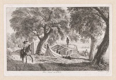 Fortøjede både ved en kanal i Wien Am Canal i Wien (titel på objekt) af Johann Christoph Erhard