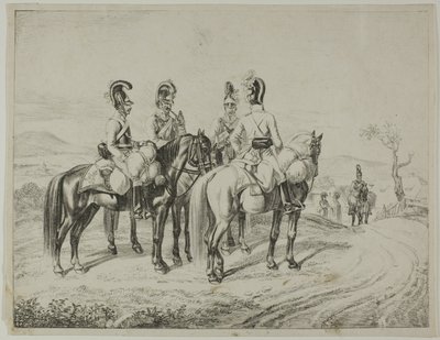 Fire Cuirassiers på en skråning af Johann Christoph Erhard