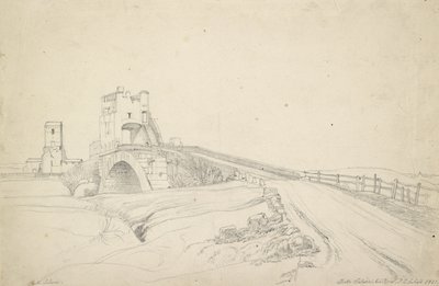Ponte Salario nær Rom, 1821 (grafit på råhvidt papir) af Johann Christoph Erhard