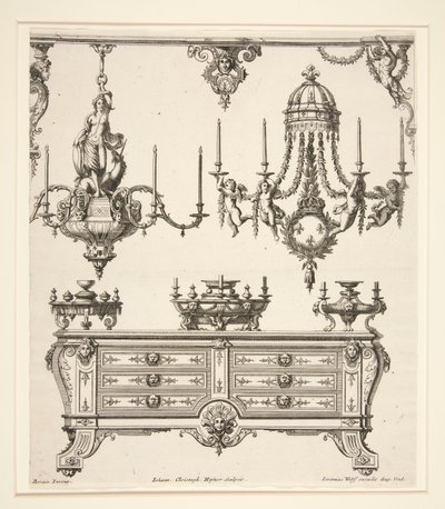 Ark fra Commodes et Lustres af Johann Christoph Hafner
