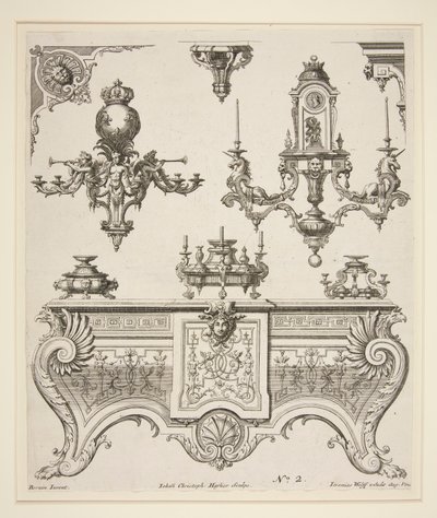Ark med dekorative designs af Johann Christoph Hafner