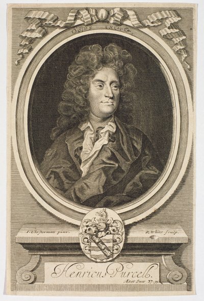 Portræt af Henry Purcell (1659-1695) indgraveret af Robert White (1645-1703) af Johann Closterman