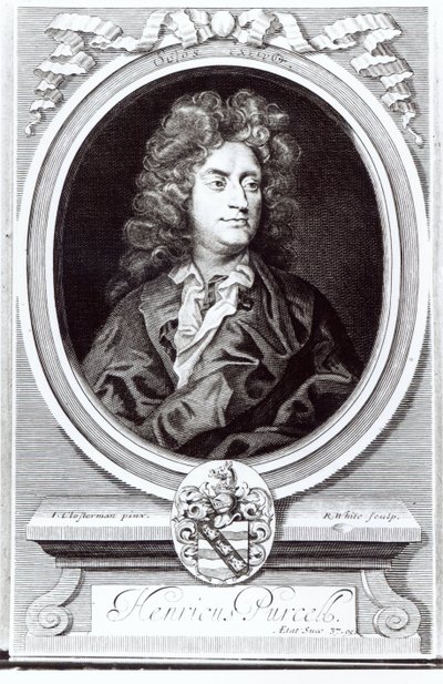 Portræt af Henry Purcell (1659-95), engelsk komponist, indgraveret af R. White, 1695 af Johann Closterman