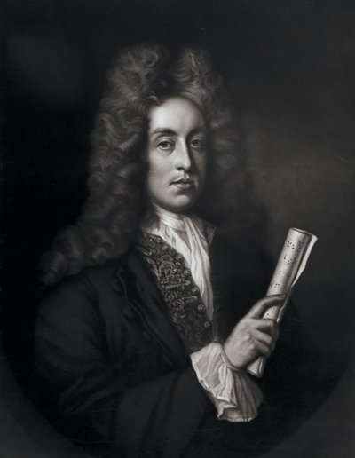 Portræt af Henry Purcell, graveret af George J. Zobel af Johann Closterman
