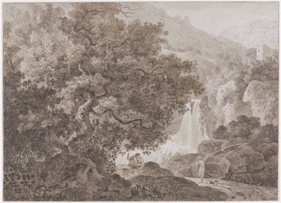 Skovklædt bjerglandskab (Tivoli) af Johann Conrad Steiner