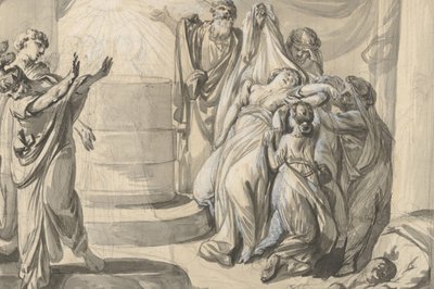 En antik offerscene, verso: Skitse af en gruppe mennesker, 1779. af Johann Eleazar Schenau
