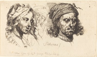 Ung kvinde, gammel kvinde og mand med langt hår af Johann Eleazar Schenau