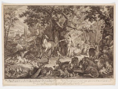 Adam giver dyrene navne af Johann Elias Ridinger