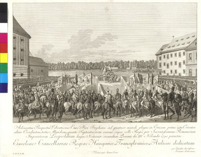 Kroning af kejser Leopold II til kongen af Ungarn i Bratislava den 15. november 1790 (kobberstik) af Johann Ernst Mansfeld