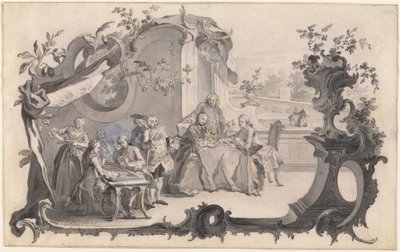 Et elegant firma, der spiller brætspil af Johann Esaias Nilson