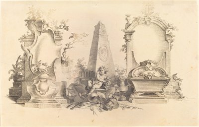 Cartouche Moderne med Dødens Emblemer af Johann Esaias Nilson