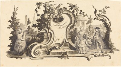 Moderne kartoucher prydet med [forskellige figurer] (plade VI-1 fra sættet) af Johann Esaias Nilson