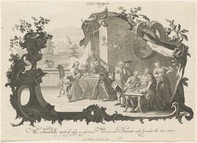 Das Brettspiel (Mine damer og herrer, der spiller brætspil) af Johann Esaias Nilson