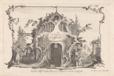 Kaffehus med skændende par Neues Caffehaus (titel på objekt) Sociale aktiviteter (serietitel) af Johann Esaias Nilson