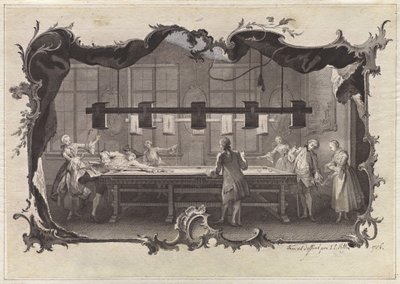 Mine damer og herrer spiller billard af Johann Esaias Nilson