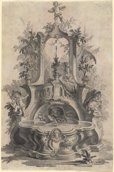 Rokokofontæne med elskere og de fire elementer af Johann Esaias Nilson