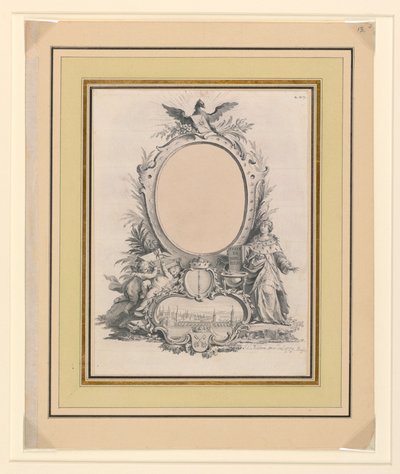 Design til rammen af portrættet af Frederick V, konge af Danmark af Johann Esais Nilson