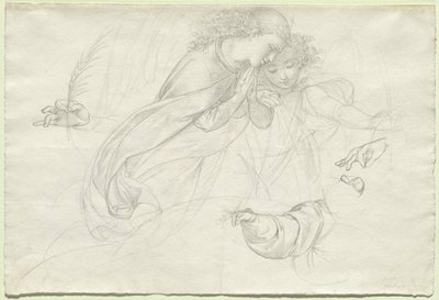 To sørgende engle (verso) af Johann Evangelist Scheffer von Leonhardshoff