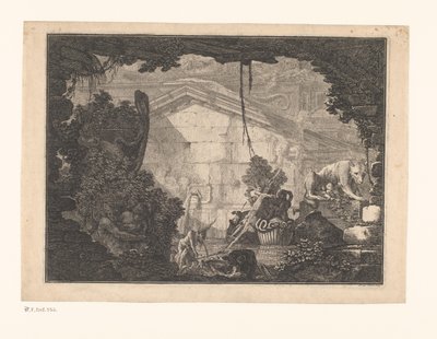 Arkitektur Capriccio med figurer af Johann Ferdinand Hetzendorff von Hohenberg