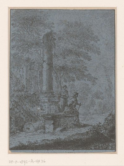 Landskab med ruiner og to figurer af Johann Friedrich Alexander Thiele
