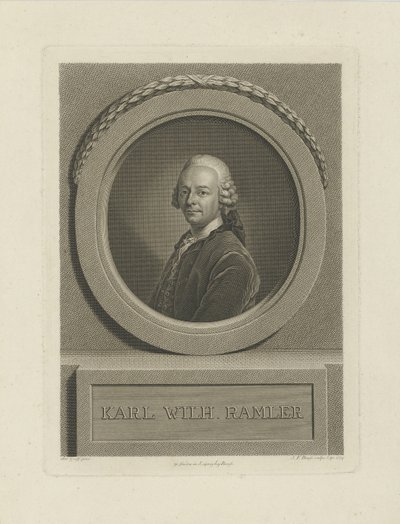 Portræt af Karl Wilhelm Ramler 1725-1798, 1774. af Johann Friedrich Bause