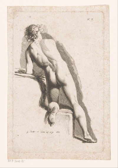 Knælende nøgen mand, set bagfra af Johann Friedrich Bolt