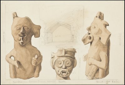 En samling af Waldecks originale kunstværk fra Mesoamerica, boks 3 af 22 af Johann Friedrich Maximilian von Waldeck