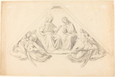 Kristus og jomfruen med musikskabende engle af Johann Friedrich Overbeck