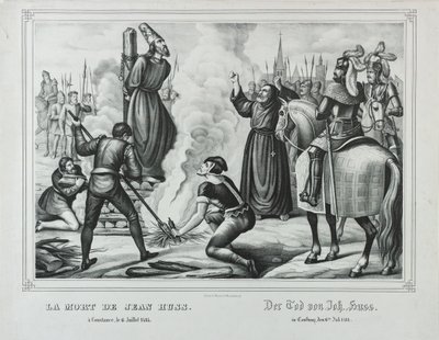 Jan Hus død i Konstanz, midten af det 19. århundrede.. af Johann Friedrich Wentzel