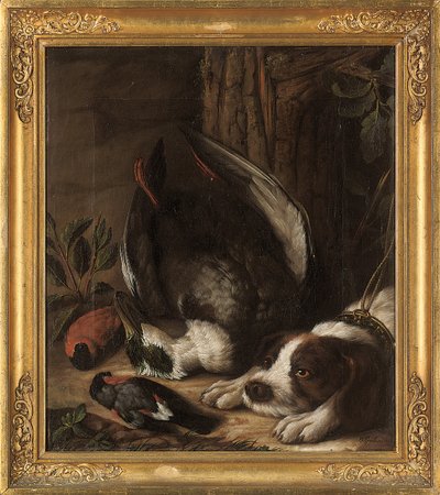 En jagthund og hans bytte, 1768 af Johann Friedrich von Grooth