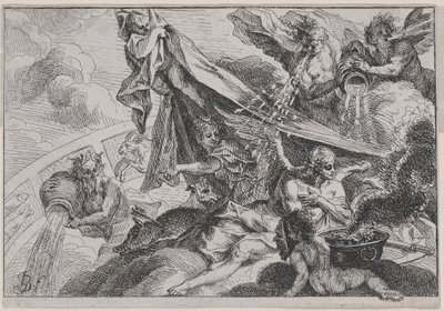 Allegory of Winter med Diana the Huntress af Johann Georg Bergmuller