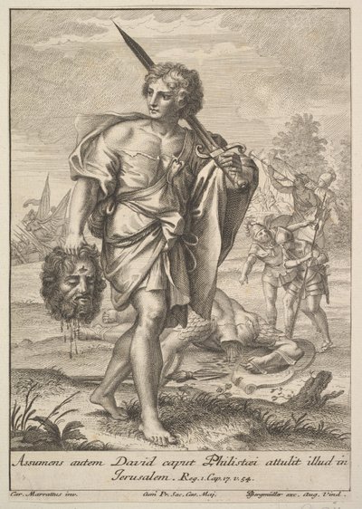 David med Goliats hoved, 1705-62. af Johann Georg Bergmuller