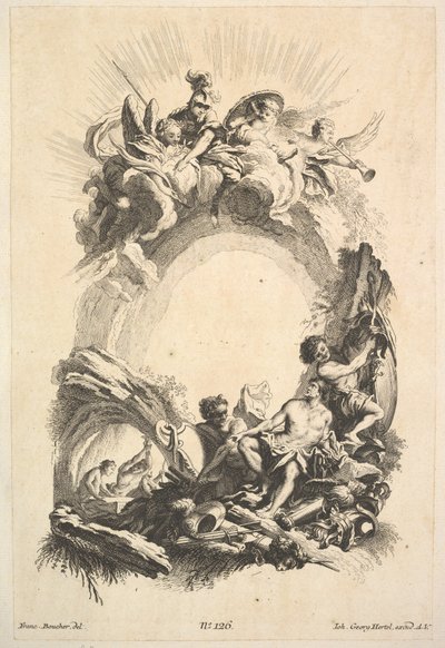The Forges of Vulcan, fra Book of Cartouches, midten af 1700-tallet. af Johann Georg Hertel