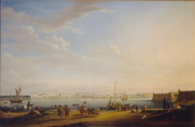 Udsigt over Palace Square og Summer Garden fra Petersburg District, ca. 1800 af Johann Georg Mayr