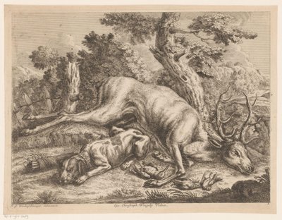 Jagthund og bytte med rådyr og fugle Jagtstøvler (serietitel) af Johann Georg Wachsschlunger