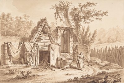 Vaskekvinder foran et sommerhus, 1769. af Johann Georg Wille