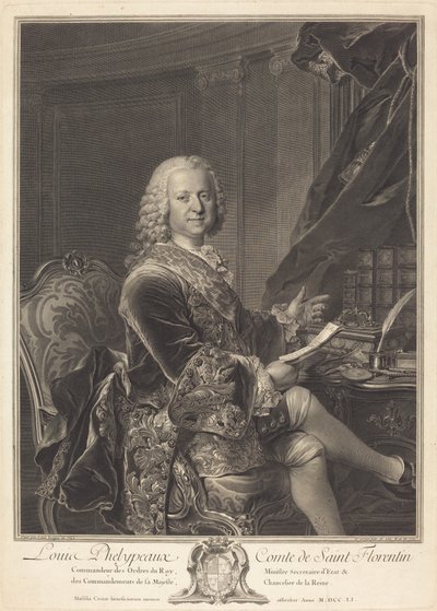 Louis Phelypeaux, greve af Saint Florentin af Johann Georg Wille after Louis Tocqué