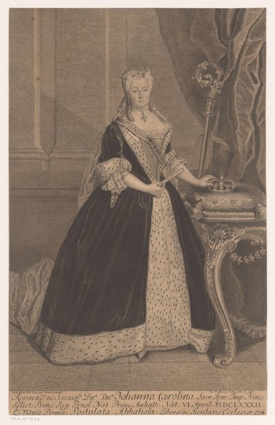 Portræt af Johanna Charlotte af Anhalt-Dessau af Johann Georg Wolffgang