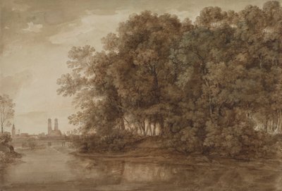 Udsigt over München fra Praterinsel af Johann Georg von Dillis