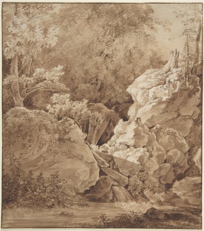 Skovscene med bjergbæk af Johann Georg von Dillis