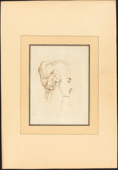 Hoved af en kvinde af Johann Gottlieb Prestel after Guercino
