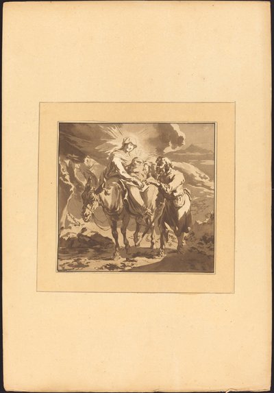 Flugten til Egypten af Johann Gottlieb Prestel after Nicolaes Pietersz Berchem