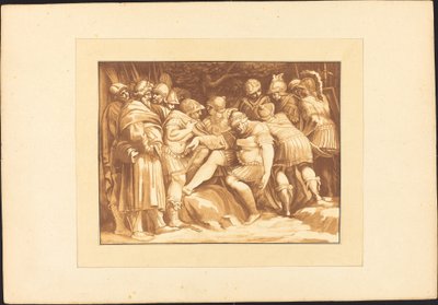 Døende Epaminondas af Johann Gottlieb Prestel after Polidoro da Caravaggio