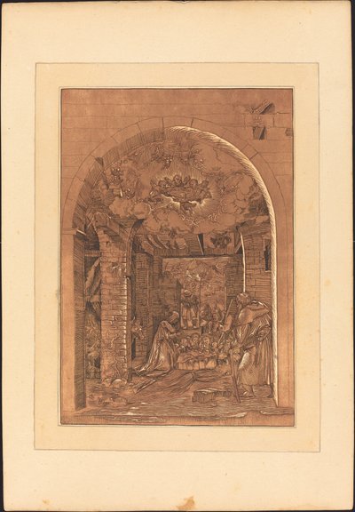 Hyrdernes tilbedelse af Johann Gottlieb Prestel after a 16th Century German Artist