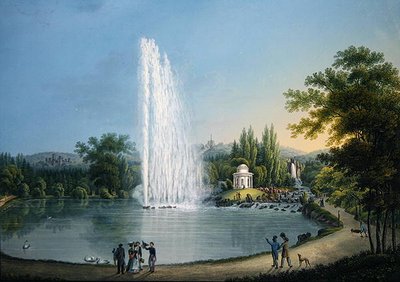 The Great Fountain, ca. 1820 (farve litho) af Johann Heinrich Bleuler