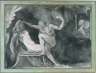 Danmarks konge bliver forgiftet i søvne af sin bror af Johann Heinrich Füssli